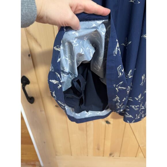 L.L. Bean Signature | Navy Belted Duck Print Cotton Tank Dress | Size 14 - Picture 8 of 14